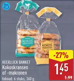 ALDI Heerlijck banket kokoskransen of makronen aanbieding