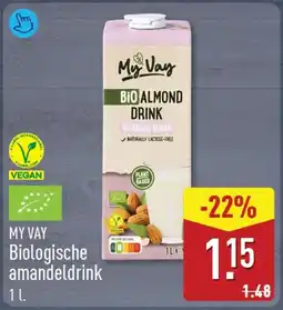 ALDI My vay biologische amandeldrink aanbieding
