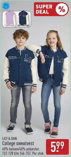 ALDI Lily & dan college sweatvest aanbieding
