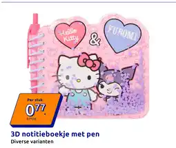 Action 3D notitieboekje met pen aanbieding