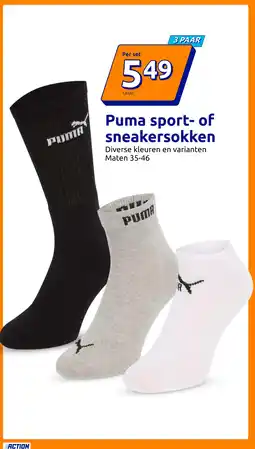 Action Puma sport- of sneakersokken aanbieding