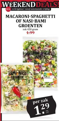 De Boerenschuur macaroni-spaghetti of nasi-bami groenten aanbieding