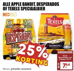 De Boerenschuur alle apple bandit, desperados of texels speciaalbier aanbieding