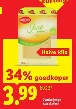 Lidl Milbona Goudse jonge kaasplakken aanbieding