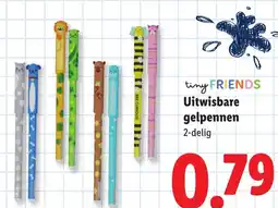 Lidl Tiny Friends Uitwisbare gelpennen aanbieding