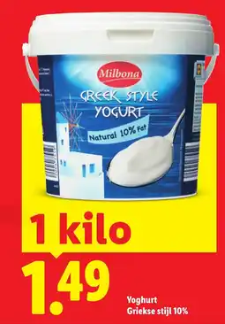 Lidl Milbona Griekse stijl yoghurt aanbieding