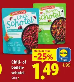 Lidl Freshona Chili- of bonenschotel aanbieding