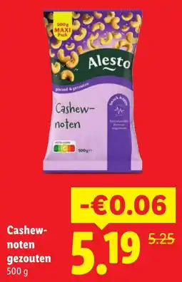 Lidl Alesto Cashew-noten aanbieding