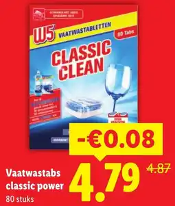 Lidl W5 Vaatwastabs classic power aanbieding