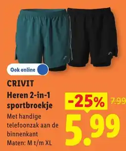 Lidl Crivit Heren 2-in-1 sportbroekje aanbieding
