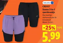Lidl Crivit Dames 2-in-1 sportbroekje aanbieding