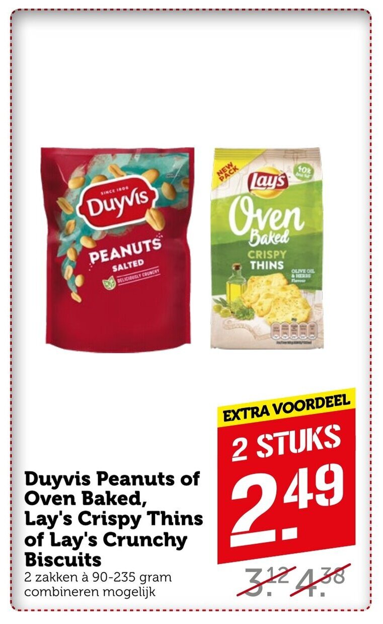 Duyvis Peanuts of Oven Baked, Lay's Crispy Thins of Lay's Crunchy