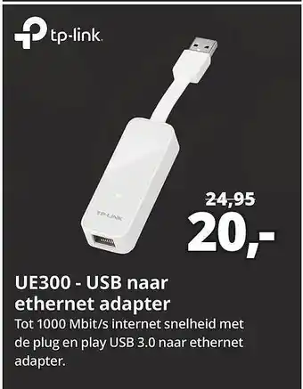 Paradigit TP-Link UE300-USB Naar Ethernet Adapter aanbieding