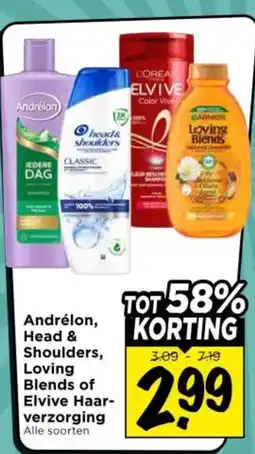 Vomar Voordeelmarkt Andrélon, Head & Shoulders, Loving Blends of Elvive Haarverzorging aanbieding
