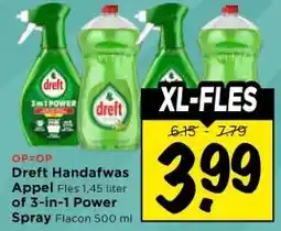 Vomar Voordeelmarkt Dreft Handafwas Appel of 3-in-1 Power Spray aanbieding
