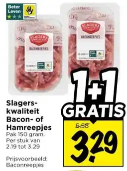 Vomar Voordeelmarkt Slagers- kwaliteit Bacon- of Hamreepjes aanbieding