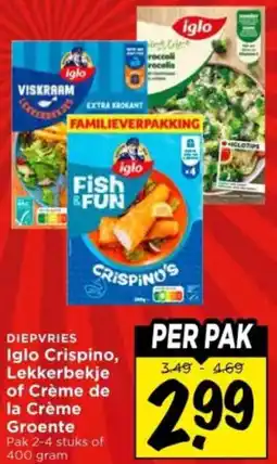 Vomar Voordeelmarkt Iglo Crispino, Lekkerbekje of Crème de la Crème Groente aanbieding