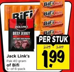 Vomar Voordeelmarkt Jack Link's of Bifi aanbieding
