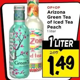 Vomar Voordeelmarkt Arizona Green Tea of Iced Tea Peach aanbieding