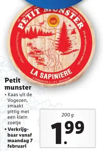 Lidl Petit munster 200g aanbieding