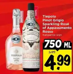 Vomar Voordeelmarkt Tiepolo Pinot Grigio Sparkling Rosé of Appassimento Rosso aanbieding