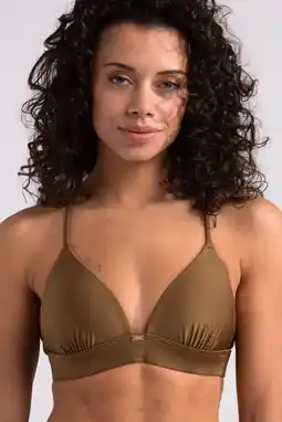 Wehkamp Sam Friday voorgevormde triangel bikinitop Drift met lurex olijfgroen aanbieding
