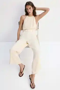 Wehkamp Mango jumpsuit met linnen - beige aanbieding