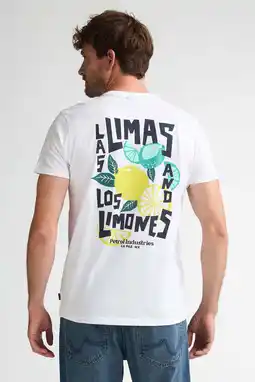 Wehkamp Petrol Industries regular T-shirt met backprint wit aanbieding