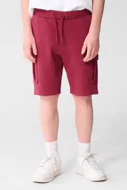 Wehkamp Shoeby regularwaist sweatshort donkerrood aanbieding
