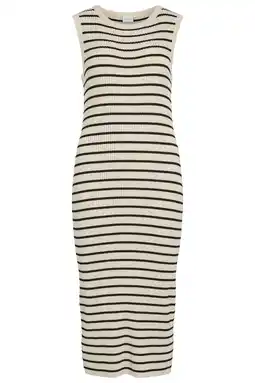 Wehkamp VILA midi jurk rib gebreid ecru aanbieding