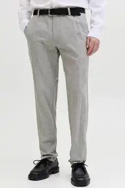 Wehkamp JACK & JONES PANTS STUDIO JPSTACE tapered chino met linnen grijsgroen aanbieding