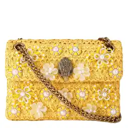 Wehkamp Kurt Geiger raffia crossbody tas Mini Kensington met parels geel aanbieding