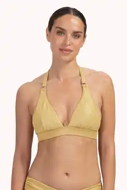 Wehkamp Cyell voorgevormde triangel bikinitop Golden Hour met lurex goud aanbieding