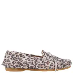Wehkamp DWRS Parral leren mocassins met panterprint beige aanbieding