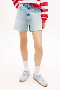 Wehkamp Tommy Jeans straight highwaist short light blue denim aanbieding
