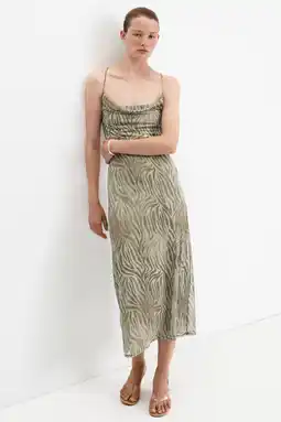 Wehkamp Mango midi jurk met zebraprint - lichtgrijs aanbieding