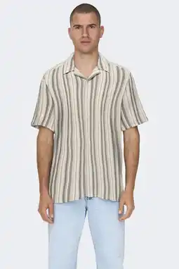 Wehkamp ONLY & SONS regular gestreept casual overhemd beige aanbieding