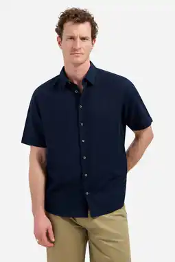 Wehkamp No Excess regular casual overhemd met linnen donkerblauw aanbieding