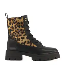 Wehkamp Graceland veterboots zwart/panter aanbieding