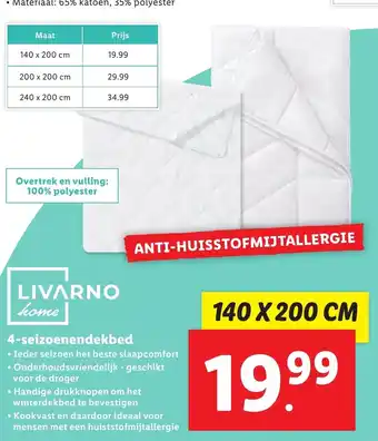 Lidl 4-seizoenendekbed 140x200cm aanbieding