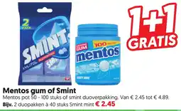 Dekamarkt Mentos gum of Smint aanbieding