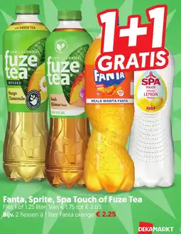 Dekamarkt Fanta, Sprite, Spa Touch of Fuze Tea aanbieding