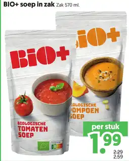 Dekamarkt BIO+ soep in zak aanbieding