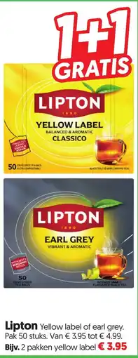 Dekamarkt Lipton Yellow label of earl grey aanbieding