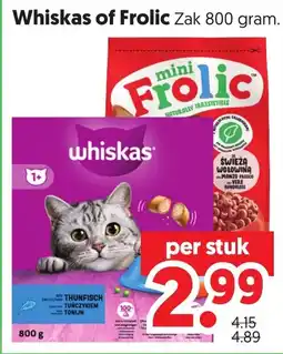 Dekamarkt Whiskas of Frolic aanbieding