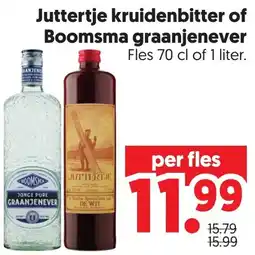 Dekamarkt Juttertje kruidenbitter of Boomsma graanjenever aanbieding