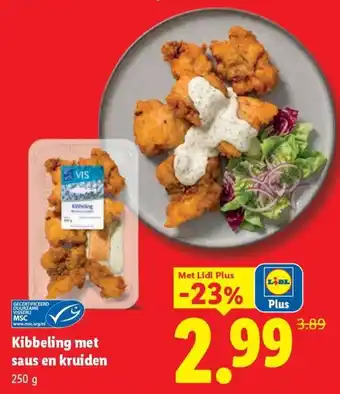 Kibbeling met saus en kruiden