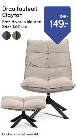 Leen Bakker Draaifauteuil Clayton aanbieding