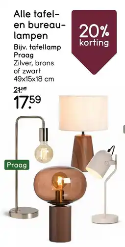 Leen Bakker Tafel en Bureaulampen aanbieding