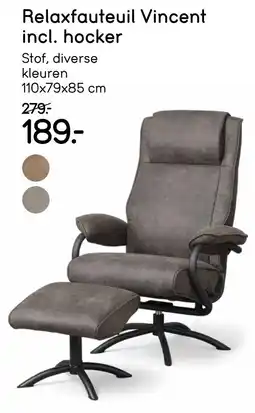 Leen Bakker Relaxfauteuil Vincent incl. Hocker aanbieding